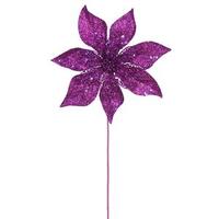 Vickerman 21" Purple Glitter Poinsettia Spray