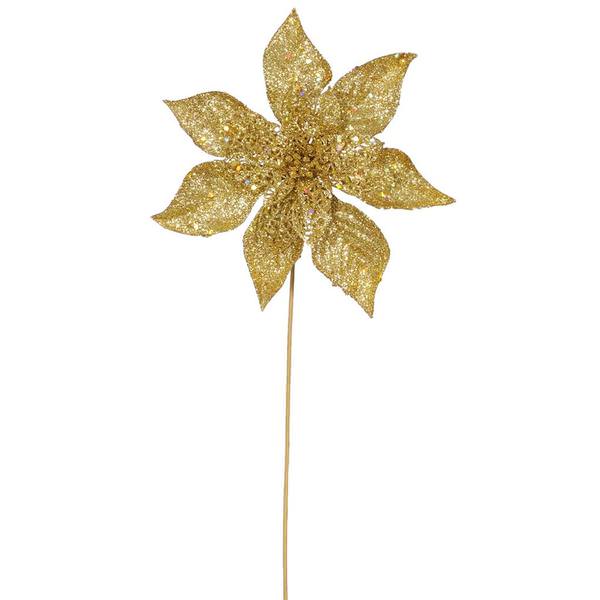 21" Gold Glitter Poinsettia Spray