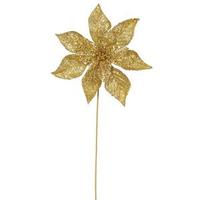Vickerman 21" Gold Glitter Poinsettia Spray