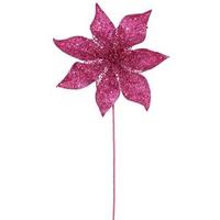 Vickerman 21" Fuchsia Glitter Poinsettia Spray