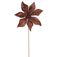 Vickerman 21" Chocolate Glitter Poinsettia Spray