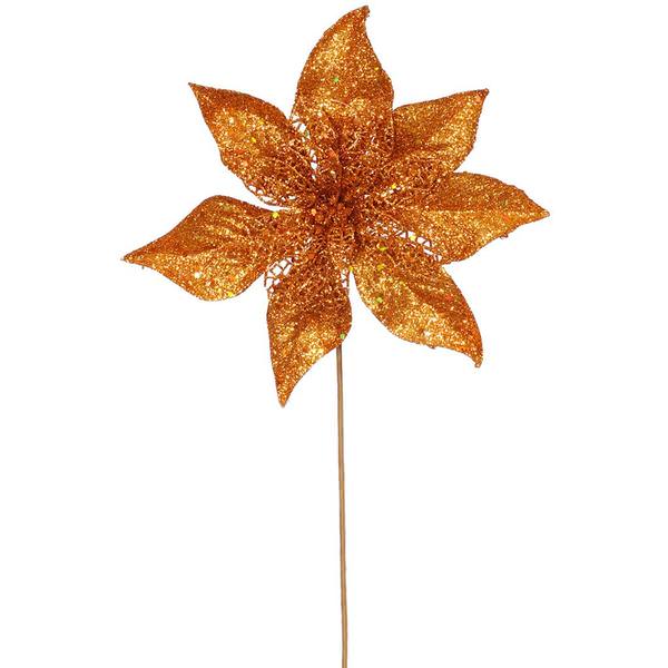 21" Copper Glitter Poinsettia Spray