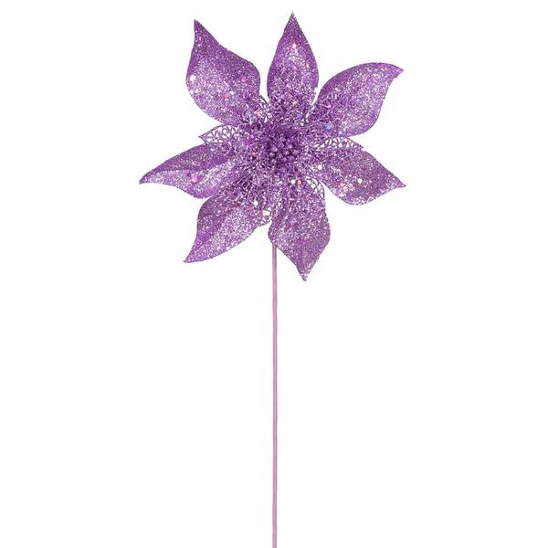 21" Lavender Glitter Poinsettia Spray