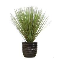 Vickerman 14" Artificial Fresh Grass in Charcoal Pot