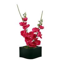 Vickerman 24" Artificial Pink Orchid in Black Wave Container