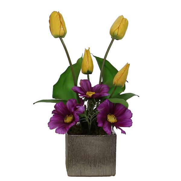 16" Artificial Spring Arrangement in Silver Square