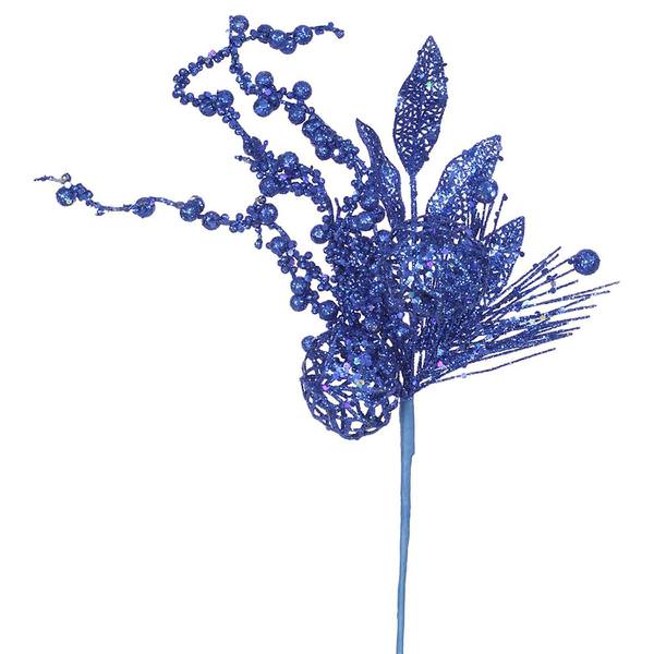 20" Blue Glitter Ball Pine Spray