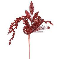 Vickerman 20" Red Glitter Ball Pine Spray