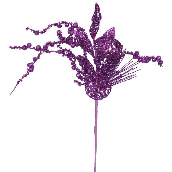 20" Purple Glitter Ball Pine Spray