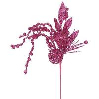 Vickerman 20" Fuchsia Glitter Ball Pine Spray
