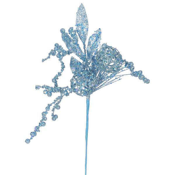 20" Teal Glitter Ball Pine Spray