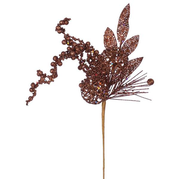 20" Chocolate Glitter Ball Pine Spray