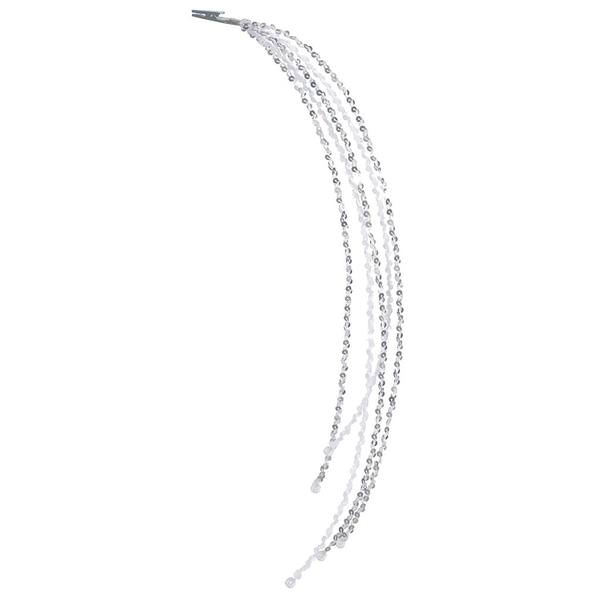 24" White Sequin Cascade Spray with Clip