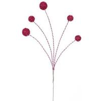 Vickerman 31" Fuchsia Shiny Ball Spray