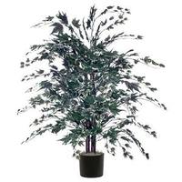 View 48' Artificial Frosted Maple Bush in Black Pot