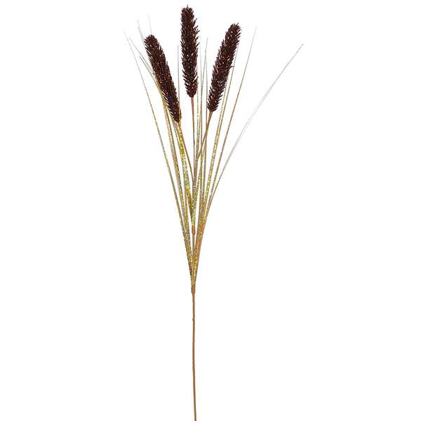 28" Chocolate Glitter Wheat Spray