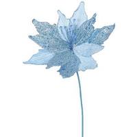 Vickerman 22" Teal Glitter Poinsettia Spray with Beads