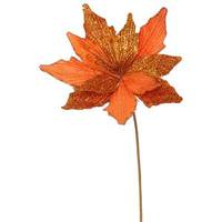 Vickerman 22" Copper Glitter Poinsettia Spray with Beads