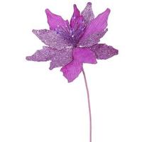Vickerman 22" Lavender Glitter Poinsettia Spray with Beads