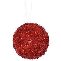 Vickerman 3" Red Beaded Sequin Ball Ornament (6 pack)