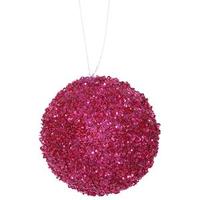 Vickerman 3" Magenta Beaded Sequin Ball Ornament (6 pack)