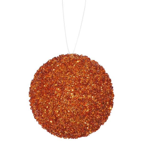 3" Burnished Orange Beaded Sequin Ball Ornament (6 pack)