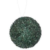 Vickerman 3" Emerald Beaded Sequin Ball Ornament (6 pack)