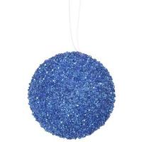 Vickerman 4" Blue Beaded Sequin Ball Ornament (4 pack)