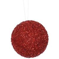 Vickerman 4" Red Beaded Sequin Ball Ornament (4 pack)