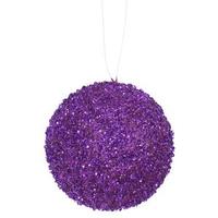Vickerman 4" Purple Beaded Sequin Ball Ornament (4 pack)