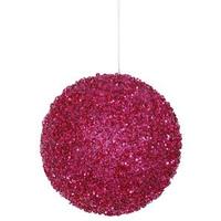 Vickerman 4" Magenta Beaded Sequin Ball Ornament (4 pack)