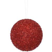 Vickerman 4.75" Red Beaded Sequin Ball Ornament (3 pack)