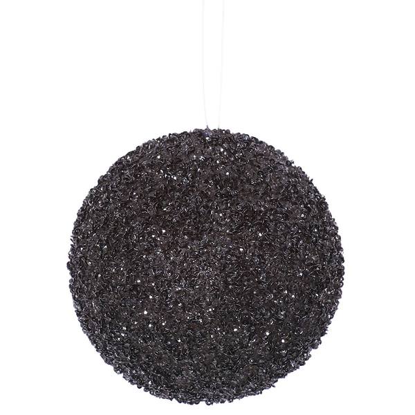 4.75" Black Beaded Sequin Ball Ornament (3 pack)