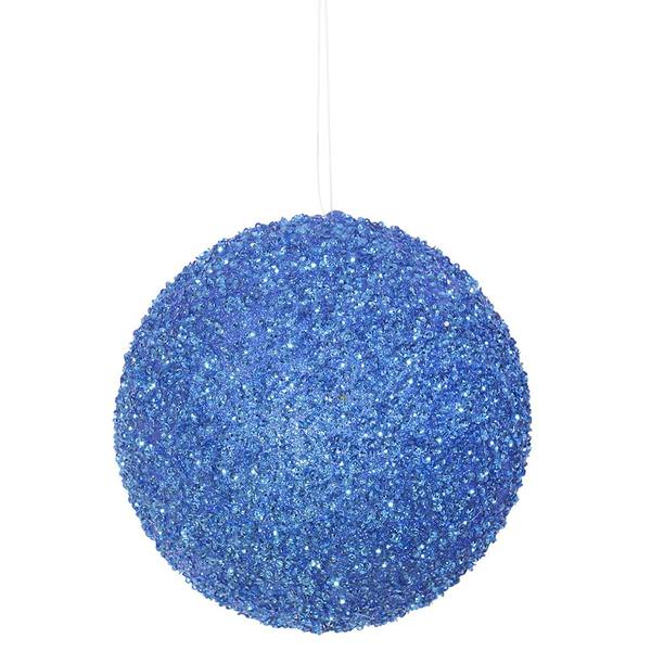 6" Blue Beaded Sequin Ball Ornament