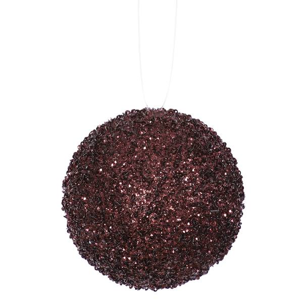 6" Burgundy Beaded Sequin Ball Ornament