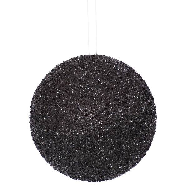 4.75" Black Beaded Ball Ornament (6 pack)