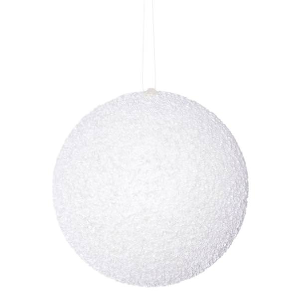 8" White Beaded Sequin Ball Ornament