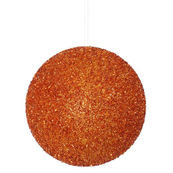 8" Burnished Orange Beaded Sequin Ball Ornament