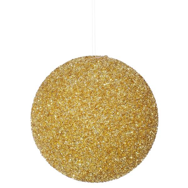 8" Champagne Beaded Sequin Ball Ornament