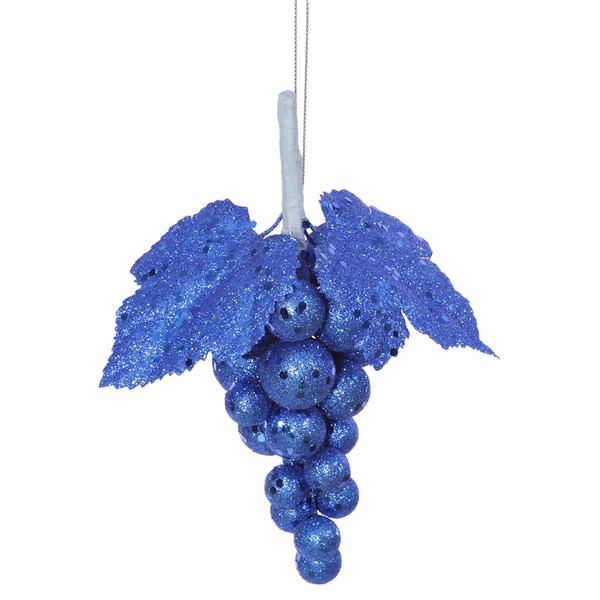 6" Blue Glitter Sequin Grape Cluster Ornament