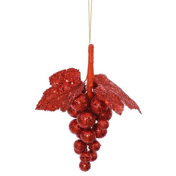 6" Red Glitter Sequin Grape Cluster Ornament