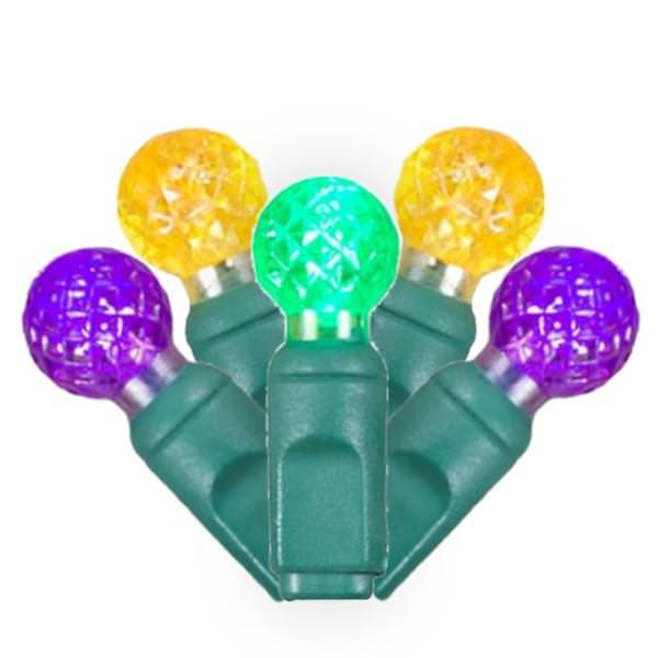 50 Light 25' Green Wire Mardi Gras G12 Berry LED Miniature String with 6" Spacing