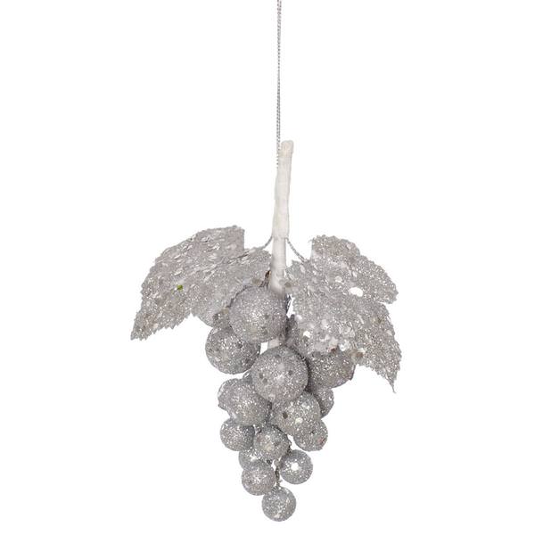 6" Silver Glitter Sequin Grape Cluster Ornament
