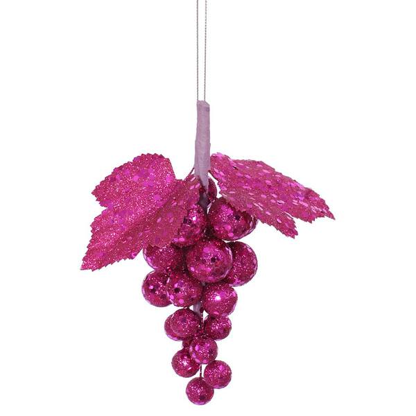 6" Magenta Glitter Sequin Grape Cluster Ornament