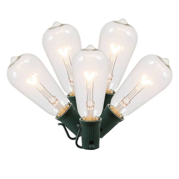 10 Light 10' Green Wire ST40 Clear Glass String with 12" Spacing