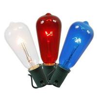 Vickerman 10 Light 10' Green Wire ST40 Red / Clear / Blue Glass String with 12" Spacing