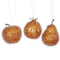 Vickerman 3.2" Burnished Orange Glitter Beaded Fruit Ornament (3 pack)