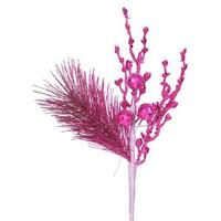 Vickerman 8" Magenta Glitter Sequin Berry Pine Spray