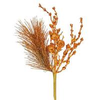 Vickerman 8" Burnished Orange Glitter Sequin Berry Pine Spray