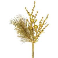 Vickerman 8" Antique Gold Glitter Sequin Berry Pine Spray
